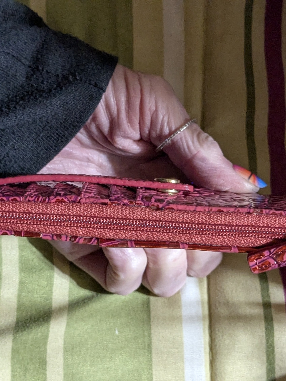 Brahmin Patent Croc-Embossed Wallet in Fuchsia - Picture 8 of 8